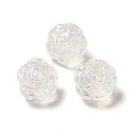 UV Plating Transparent Rainbow Iridescent Acrylic Beads, Rose