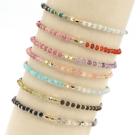 Bracelets de perles tressées en pierres précieuses naturelles et graines de verre, bracelet réglable