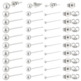 30пары 3стили 925серьги-гвоздики из стерлингового серебра для женщин, круглые, 30пары фрикционных ушных гаек из стерлингового серебра с родиевым покрытием