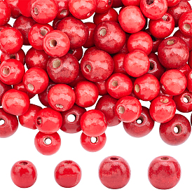 150шт 2 стили окрашенные бусины из натурального дерева, круглые, без свинца