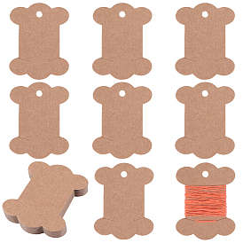 80Pcs Bone Shape Paper Thread Winding Boards, Floss Bobbins, for Cross Stitch Embroidery Cotton Thread Craft DIY Sewing Storage