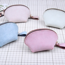 DIY Shell Shaped Zipper Wallet Set, Including Cowhide Bag Materials