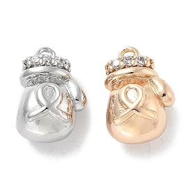 Brass Micro Pave Cubic Zirconia Charms, Boxing Glove