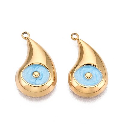 304 подвески из нержавеющей стали, с эмалью, очарование слезы, реальный 18 k позолоченный, ионное покрытие (ip)