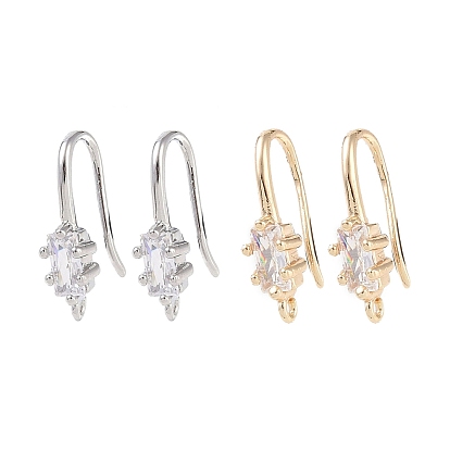 Крючки для сережек из латуни с микропаве и кубическим цирконием, рыболовный крючок