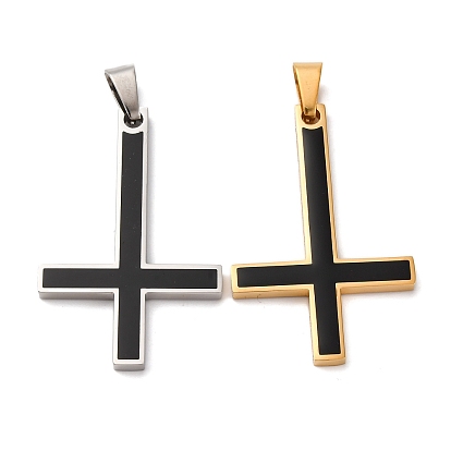 304 Подвески в виде креста Святого Петра из нержавеющей стали, с эмалью, христианский перевернутый крест-подвеска
