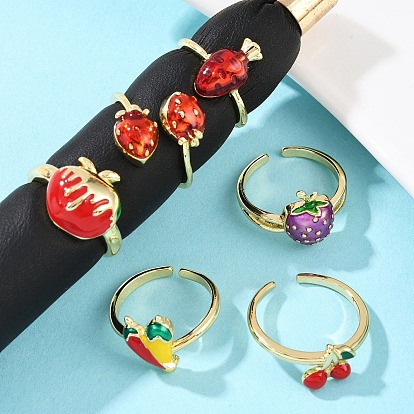 Кольца-манжеты с фруктами из латуни и эмали, реальный 18 k позолоченный, стойки покрытие, долговечный, без кадмия и без свинца