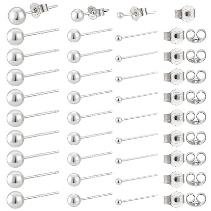 30пары 3стили 925серьги-гвоздики из стерлингового серебра для женщин, круглые, 30пары фрикционных ушных гаек из стерлингового серебра с родиевым покрытием