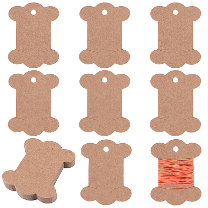 80Pcs Bone Shape Paper Thread Winding Boards, Floss Bobbins, for Cross Stitch Embroidery Cotton Thread Craft DIY Sewing Storage