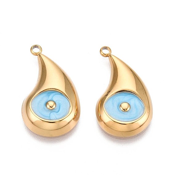 304 подвески из нержавеющей стали, с эмалью, очарование слезы, реальный 18 k позолоченный, ионное покрытие (ip)