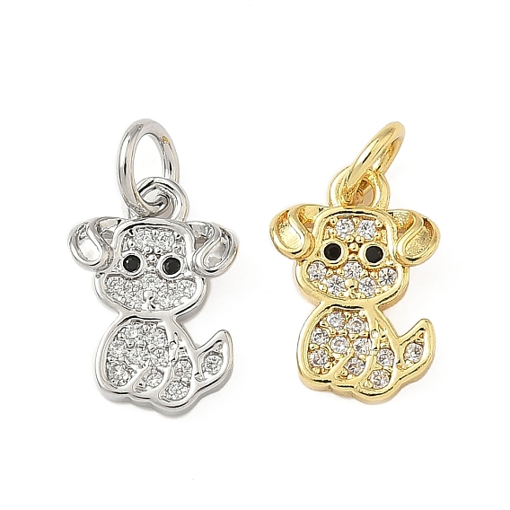 Латунные микропаве прозрачные подвески с фианитом, без кадмия и без свинца, собака