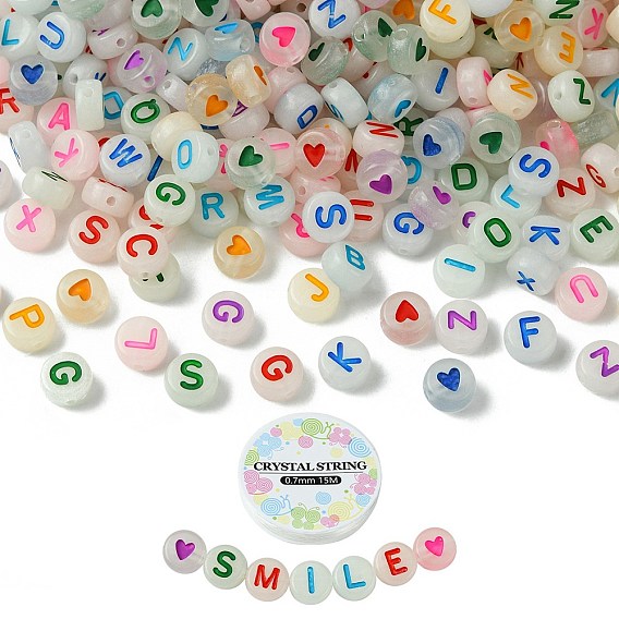 Kit de fabrication de bracelets extensibles en perles, lettres acryliques lumineuses, bricolage