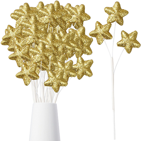 Аксессуары для стержней в виде звездочек из пенопласта с блестками, для елки своими руками, венок, оформление партии