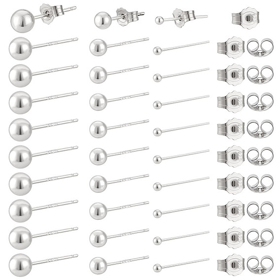 30пары 3стили 925серьги-гвоздики из стерлингового серебра для женщин, круглые, 30пары фрикционных ушных гаек из стерлингового серебра с родиевым покрытием