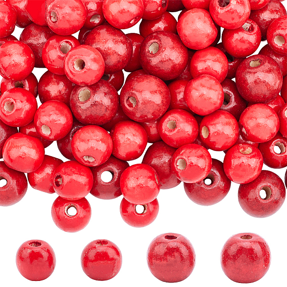 150шт 2 стили окрашенные бусины из натурального дерева, круглые, без свинца