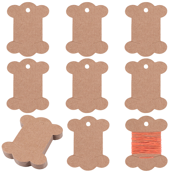 80Pcs Bone Shape Paper Thread Winding Boards, Floss Bobbins, for Cross Stitch Embroidery Cotton Thread Craft DIY Sewing Storage
