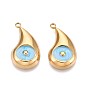 304 подвески из нержавеющей стали, с эмалью, очарование слезы, реальный 18 k позолоченный, ионное покрытие (ip)