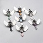 Mixed Gemstone Pendants, with Platinum Brass Findings & Shell, Wing