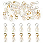 20Pcs 2 Styles Natural Cultured Freshwater Pearl Rice Charms, with 304 Stainless Steel Findings, White
