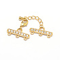 Латунный удлинитель цепи из микропаве из циркония, застежки для ожерелья, с 3 нитями 6 и концами застежки омара, без кадмия, без никеля и без свинца, 30 мм, отверстие : 1 мм, заканчивается: 9x19x2 мм, застежки: 10x6x3 мм