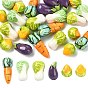 24шт. 6 стили, фарфоровые бусины ручной работы на овощную тематику, пастельный фарфор, разнообразные