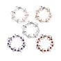 Natural Gemstone with Alloy Heart Beaded Stretch Bracelet for Women