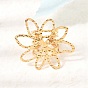 304 Anillos abiertos de acero inoxidable para mujer., flor, revestimiento de iones (ip)