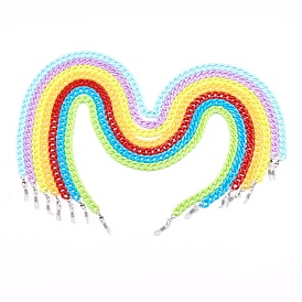Eyeglasses Chains, Neck Strap for Eyeglasses, with Opaque Acrylic Cable Chains and Rubber Loop End, Platinum