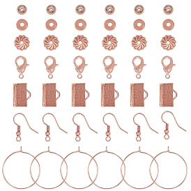 DIY Jewelry Sets Kits, with Brass Lobster Claw Clasps & Spacer Beads & Ribbon Ends & Bead Caps & Earring Hooks & Jump Rings & Hoop Earrings Findings