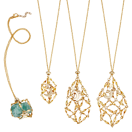 3шт. латунные кабельные цепи макраме мешочки ожерелья, с 304 фурнитурой из нержавеющей стали