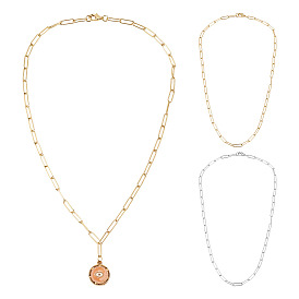 2 шт. 2 цвета латуни круглые овальные скрепки цепочки ожерелья, с карабин-лобстерами 