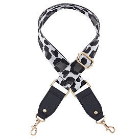 Polyester Adjustable Bag Strap, with PU Leather & Alloy Clasps, for Bag Replacement Accessories, Leopard Pattern