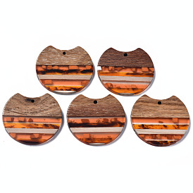 Resin & Walnut Wood Pendants, Gap Flat Round