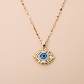 18K Gold Plated Devil Eye Pendant Necklace for Women - European and American Fashion Jewelry Collection