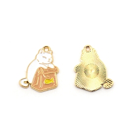 Alloy Enamel Pendants, Golden, Cat