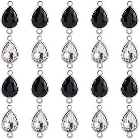 20шт 2 цвета сплав граненый стеклянный соединитель подвески, слезные ссылки, платина