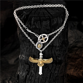 Ожерелье с подвеской в стиле орлиных перьев в индейском стиле - модная серебряная цепочка унисекс для свитеров