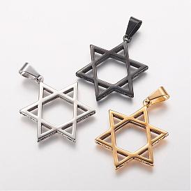 304 Stainless Steel Pendants, for Jewish, Hexagram/Star of David