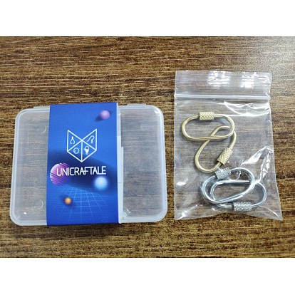 304 Stainless Steel Screw Carabiner Lock Charms, for Necklaces Making, Oval