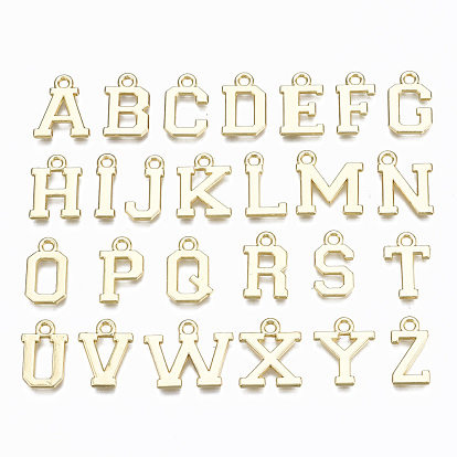 Alloy Charms, Cadmium Free & Nickel Free & Lead Free, Alphabet, Real 16K Gold Plated