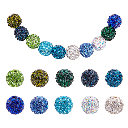 150 шт 10 цвета проложить бусины для дискотечного шара, Бусины со стразами, полимерная глина , круглые