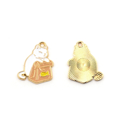 Alloy Enamel Pendants, Golden, Cat