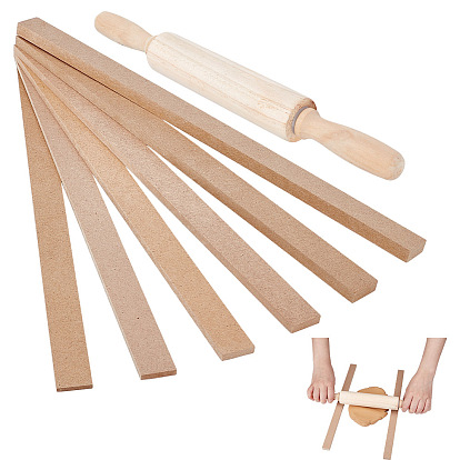 12шт. валик для глины из МДФ, инструменты моделирования, прямоугольные, с 1деревянной скалкой из ПК