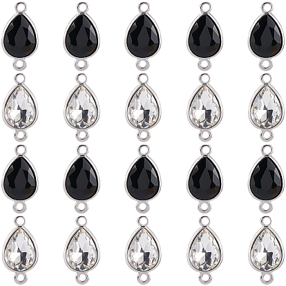 20шт 2 цвета сплав граненый стеклянный соединитель подвески, слезные ссылки, платина