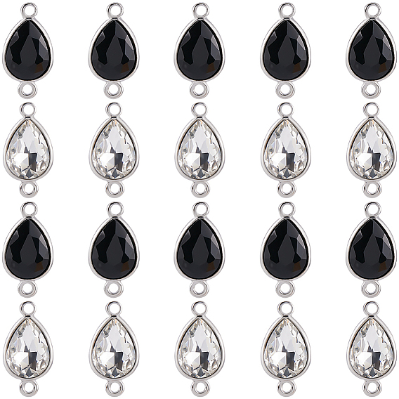 20шт 2 цвета сплав граненый стеклянный соединитель подвески, слезные ссылки, платина