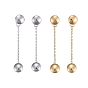 304 Stainless Steel Chain Tassel Earrings, with Ear Nuts, Flat Round