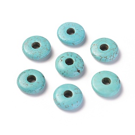 Natural Magnesite Beads Strands, Dyed, Flat Round/Disc, Heishi Beads