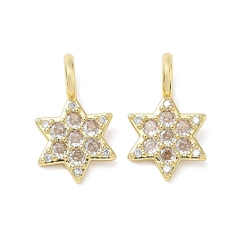 Pendentifs en laiton zircon cubique transparent, star of david charmes, plaqué longue durée, crémaillère plaquage, sans plomb et sans cadmium