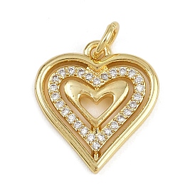 Латунные микропаве прозрачные подвески с фианитом, сердце прелести, долговечный, стойки покрытие, без свинца и без кадмия, с целью перехода в кольце