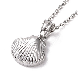 304 Stainless Steel Shell Shape Pendant Necklace for Women